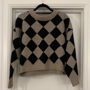 Blu Pepper Black and Tan Argyle Sweater